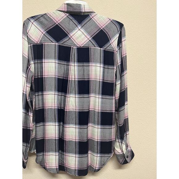 Rails Long Sleeve Button Down Shirt Blue Pink Plaid Size S Patch Pocket Soft - Picture 8 of 11